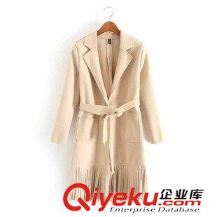 09月27號更新 $G 歐風美 時尚雙口袋長袖流蘇下擺大衣外套帶腰帶批發 3060原始圖片2