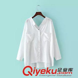 8月9號更新 $ZS 歐美風 方領雙口袋前短后長白襯衫批發(fā) 2309