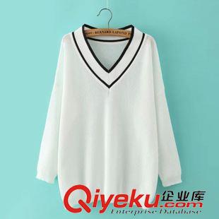8月9號更新 #S2  歐美風(fēng) 海軍條紋v領(lǐng)七分袖針織衫批發(fā) 2322