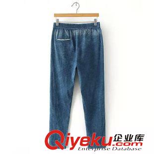 6月28號更新 #ZE1 歐美風(fēng) 水洗牛仔腰部拼接松緊腰褲批發(fā) 1696原始圖片2