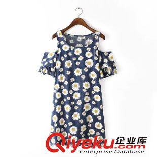 6月28號更新 $V2 歐美風 嘴唇花朵印花露肩飛袖A字牛仔連衣裙批發(fā) 1693原始圖片2