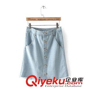 6月28號(hào)更新 $ZC 歐美風(fēng) 單排扣高腰下擺磨破流蘇牛仔半身裙A字裙批發(fā) 1772原始圖片2