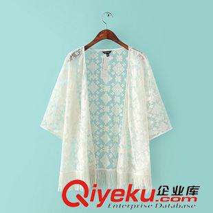 4月26號更新 #L 歐美風(fēng) 刺繡網(wǎng)紗和服式七分袖開衫批發(fā) X9845