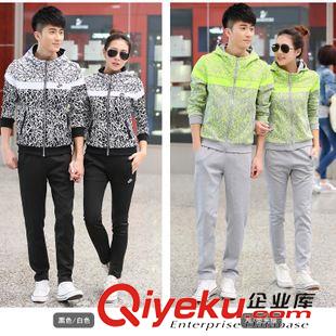2015秋冬新品 2015秋冬新情侶運動休閑套裝男女韓版純棉連帽學生運動服一件代發原始圖片3