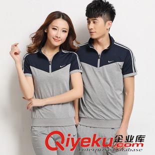 短袖t恤+長(zhǎng)褲 2015新款情侶短袖運(yùn)動(dòng)休閑套裝男女士純棉舒適透氣短袖T長(zhǎng)褲套裝原始圖片2
