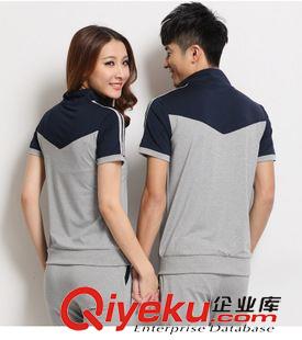 短袖t恤+長(zhǎng)褲 2015新款情侶短袖運(yùn)動(dòng)休閑套裝男女士純棉舒適透氣短袖T長(zhǎng)褲套裝原始圖片3