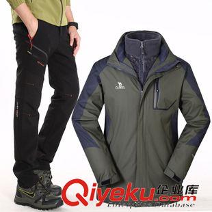 Camel/駱駝 外貿(mào)男士軟殼沖鋒褲拼色加絨加厚防風(fēng)保曖戶外休閑登山褲一件代發(fā)原始圖片2