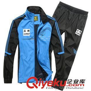 adidas/阿迪達斯 工廠定做2015新款男式滌綸立領(lǐng)開衫透氣休閑運動套裝 學(xué)生班校服原始圖片2