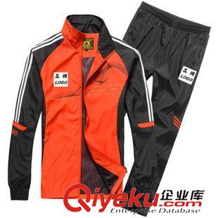 adidas/阿迪達斯 工廠定做2015新款男式滌綸立領(lǐng)開衫透氣休閑運動套裝 學(xué)生班校服原始圖片3
