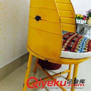 工業(yè)鐵皮系列 創(chuàng)意loft復(fù)古軟墊鐵藝手工棕紅色油桶餐椅 酒吧鐵藝休閑吧椅定做原始圖片2