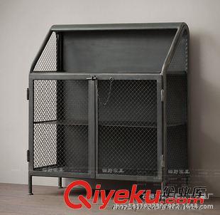 書架、置物架 法式仿古鐵藝工業做舊展示架 置物架 鐵皮陳列柜鐵藝書架餐邊柜原始圖片3