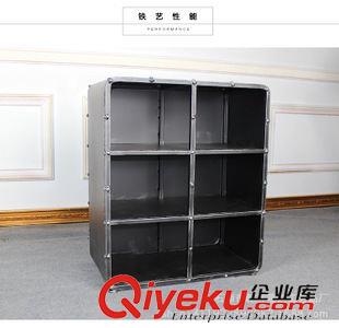 書架、置物架 乾輝美式鄉村仿銹做舊 鐵藝餐邊柜置物架 實木復古擱板架書架批發
