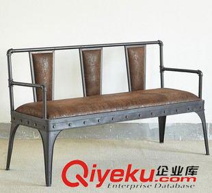 loft沙發 美式鄉村LOFT復古鐵藝實木沙發 酒吧休閑吧三人沙發可移動沙發