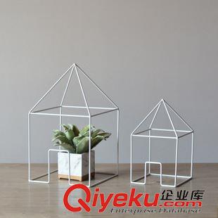 壁飾 北歐現代創意立體鐵藝復古擺件幾何建筑房子模型書房客廳裝飾品原始圖片2