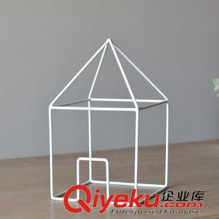 壁飾 北歐現代創意立體鐵藝復古擺件幾何建筑房子模型書房客廳裝飾品原始圖片3