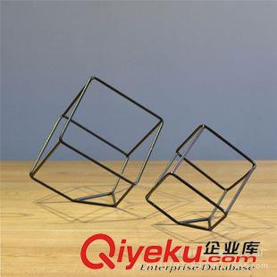 時尚鐵藝擺件 歐式現代鐵藝切角方擺件 黑色金屬鐵藝幾何工藝品擺件家居裝飾品原始圖片3
