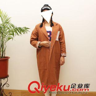 8.30秋裝新款 2015秋裝韓國(guó)東大門代購(gòu)女裝韓版寬松顯瘦九分袖西裝領(lǐng)風(fēng)衣薄外套原始圖片3
