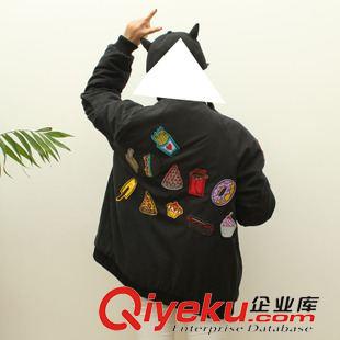 夾克 2015冬裝韓國東大門韓版大力水手貼布羊羔毛夾棉立領(lǐng)棒球服棉服女