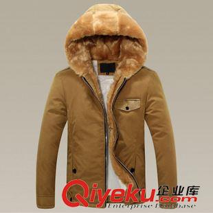 棉服 新款 型男 秋冬加厚加絨厚棉衣外套 連帽兔毛裝飾厚棉服原始圖片2