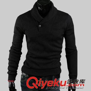 毛衣 外貿代購秋冬新款韓版純色修身毛衣大碼男裝外線衫男士套頭針織衫原始圖片2