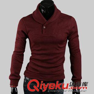 毛衣 外貿代購秋冬新款韓版純色修身毛衣大碼男裝外線衫男士套頭針織衫原始圖片3