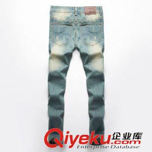 工裝短褲 2015新款時(shí)尚潮流男士牛仔褲破洞小腳修身哈倫褲原始圖片2