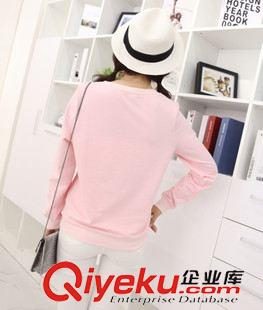 長T恤 2015秋冬新品韓版純棉繡花羅紋圓領上衣寬松長袖t恤女潮原始圖片3