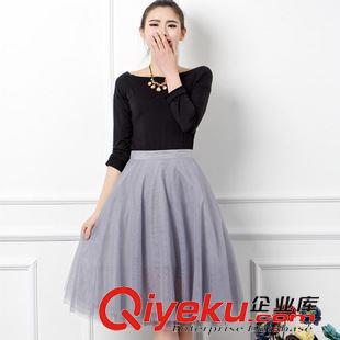 半身裙 2015韓版ming春裝新百搭甜美糖果色壓皺荷葉邊百褶高腰半身短裙女