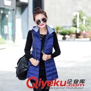 羽絨服、棉衣 實(shí)拍2015冬裝新款中長(zhǎng)款羽絨服女修身連帽馬夾背心外套原始圖片2
