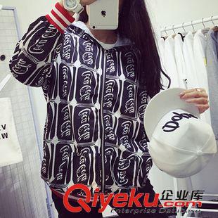 時尚/休閑外套 秋裝新品日系原宿風惡搞可口可樂網眼衛衣開衫外套原始圖片2
