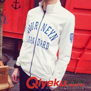 2015年秋裝新品 2015 新款男士秋冬純棉夾克 日系店主風修身休閑字母印花男外套潮