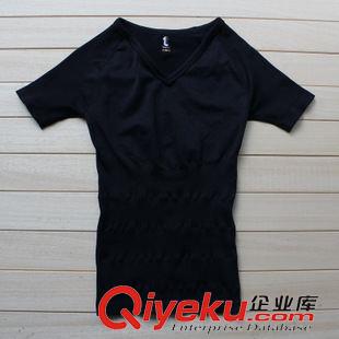 運動長袖、塑身長袖 tj外貿(mào)原單 專業(yè)運動跑步瑜伽V領(lǐng)速干T恤 塑身收胃運動短袖批發(fā)原始圖片2