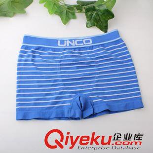 男式平角褲，男士三角褲 低價供應(yīng)unco品牌尾單 男士無縫全棉 條紋 舒適 平角內(nèi)褲 男平角原始圖片3
