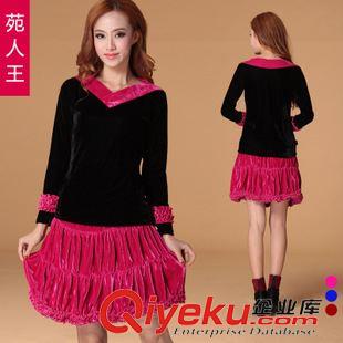 新品上架 苑人王 格格楊藝 廣場舞套裝新款韓國絨套裝秋冬演出服長袖裙原始圖片2
