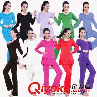 長袖舞蹈套裝 一件代發(fā)廣場舞服裝套裝新款上衣長袖瑜珈拉丁舞蹈練功服裙褲子原始圖片2