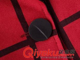 10月19號 周一上新 YY2015秋冬新款精品鹿皮絨格子風衣外套胖mm中長款修身顯瘦女上衣原始圖片3