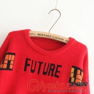 10月17號 周六上新 JYYP好聲音陳梓童同款2015秋新品韓版寬松字母卡通圖案針織毛衣