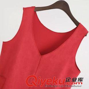 10月6號(hào) 周二上新 Lan2015秋裝女裝新款韓版V領(lǐng)優(yōu)雅流蘇麂皮絨背心裙修身打底連衣裙原始圖片2