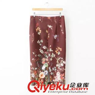 9月29號 周二上新 DB歐洲站2015秋冬新款時尚女裝花朵后開叉印花半身直筒裙女裙子潮原始圖片2