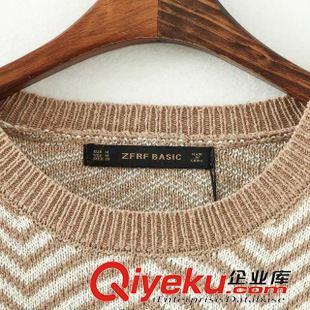 9月28號 周一上新 JQ歐洲站秋季2015新款女裝波浪紋圓領(lǐng)撞色長袖毛衣套頭針織上衣原始圖片2