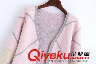 9月25號(hào) 周五上新 OL2015秋季新款歐美風(fēng)針織幾何圖案毛衣開衫外套加厚針織衫女上衣原始圖片2