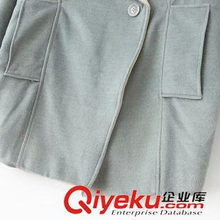 9月24號 周四上新 AK韓版新款2015秋森女系純色中長款大翻領(lǐng)寬松顯瘦雙面呢外套大衣原始圖片3
