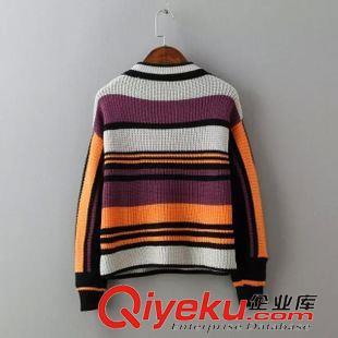 9月22號 周二上新 歐美風秋裝新款2015修身顯瘦女裝撞色拼塊套頭毛衣條紋針織衫百搭原始圖片2