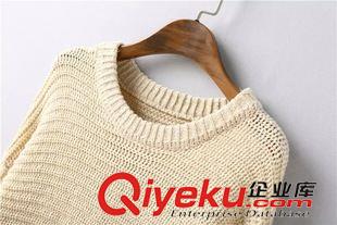 9月21號 周一上新 JF 2015秋季新款歐美風女裝蝙蝠袖寬松卷袖圓領套頭針織衫毛衣女原始圖片2