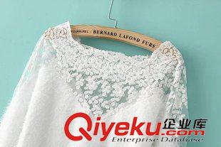 8月20號 周四上新 BC2015秋新品甜美圓領(lǐng)蕾絲拼接馬海毛長袖毛衣外套女寬松打底衫潮原始圖片3
