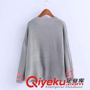 8月17號 周一上新 LW2015秋季新款韓版女裝蝙蝠袖寬松套頭手工編花毛衣針織衫上衣潮原始圖片2
