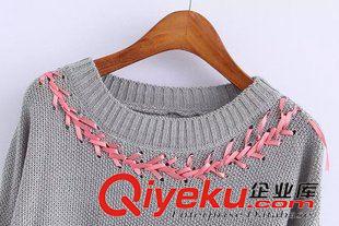 8月17號 周一上新 LW2015秋季新款韓版女裝蝙蝠袖寬松套頭手工編花毛衣針織衫上衣潮原始圖片3