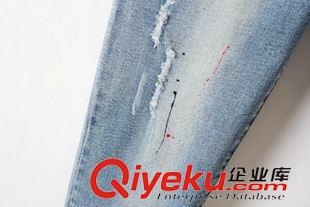 8月12號 周三上新 XR彈力漆點牛仔褲女夏季修身顯瘦小腳褲韓版鉛筆褲中腰破洞九分褲原始圖片3