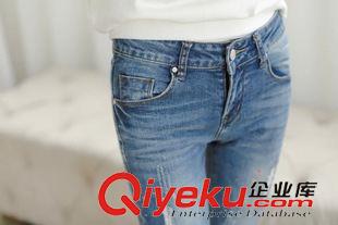 8月12號(hào) 周三上新 XR牛仔褲新款女韓版小腳九分褲修身破洞彩繪油漆點(diǎn)彈力鉛筆褲批發(fā)原始圖片3