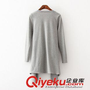 8月7號 周五上新 奇Q2015秋裝新款歐美風(fēng)休閑翻領(lǐng)相皮拼接不規(guī)則下擺風(fēng)衣外套西裝原始圖片2